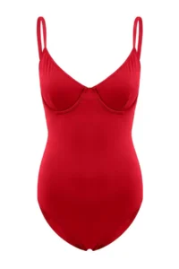 TRENDYOLMİLLA Red balconette Covered Regular Basic Swimsuit - Image 4