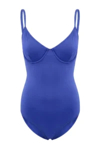 TRENDYOLMİLLA Saks Blue balconette Covered Regular Basic Swimsuit - Image 4