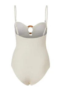 TRENDYOLMİLLA Ecru textured Strapless Covered Accessory Detailed Regular Swimsuit - Image 5