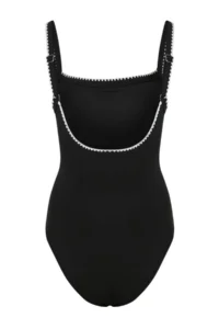TRENDYOLMİLLA Black Square Neck Covered Shirred Regular Swimsuit - Image 5