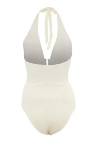 TRENDYOLMİLLA Ecru textured V-neck Covered Accessory Detailed Regular Swimsuit - Image 5