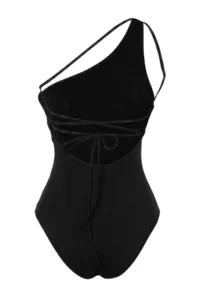 TRENDYOLMİLLA Black One Shoulder Covered Low-cut back Regular Swimsuit - Image 5