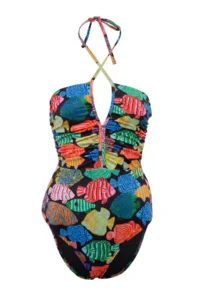 TRENDYOLMİLLA Su Six Patterned Strapless Covered Shirred Regular Swimsuit - Image 6