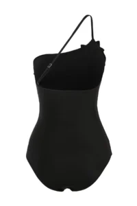 TRENDYOLMİLLA Black One Shoulder Covered Floral Appliqued Regular Swimsuit - Image 5