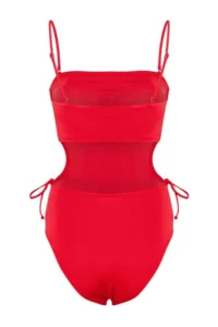 TRENDYOLMİLLA Red Triangle Covered with accessories Regular Swimsuit - Image 5
