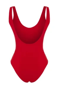 TRENDYOLMİLLA Red Deep V-neck Covered Regular Swimsuit - Image 6