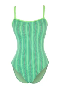 TRENDYOLMİLLA Green Striped Square Neck Covered Regular Swimsuit - Image 4