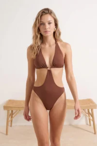 TRENDYOLMİLLA Brown Covered with accessories Chlora&Water Resistant LONG Lasting LYCRA®XTRA LIFE Swimsuit - Image 3