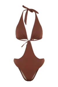 TRENDYOLMİLLA Brown Covered with accessories Chlora&Water Resistant LONG Lasting LYCRA®XTRA LIFE Swimsuit - Image 6