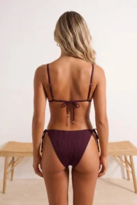 TRENDYOLMİLLA Plum textured Deep V-neck Covered Binding Detailed Regular Mayokini - Image 4