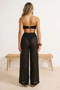 TRENDYOLMİLLA Brown Weaving Maxi Regular Waist Beach Pants - Image 3
