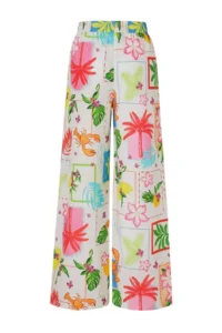 TRENDYOLMİLLA Tropical Patterned Weaving 100% Cotton Beach Pants - Image 6