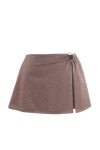 TRENDYOLMİLLA Brown Knitting Simli Super Mini Accessory Detailed Beach Pareo - Image 3