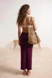 TRENDYOLMİLLA Plum Knitting Midi Shirred Detailed Beach Pareo - Image 2