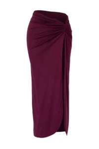 TRENDYOLMİLLA Plum Knitting Midi Shirred Detailed Beach Pareo - Image 3