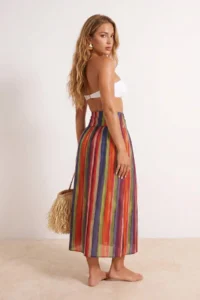 TRENDYOLMİLLA Striped Maxi Weaving Tulle Beach Pareo - Image 3