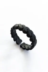 The Collection Matte Black Coiled Ring Knight Adjustable Ring