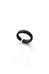 The Collection Matte Black Coiled Ring Knight Adjustable Ring - Image 2