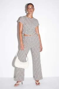 Drop by TrendyolMilla WHITE Polka Dot Lycra Knitting Bottom Top Set - Image 2