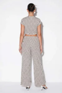 Drop by TrendyolMilla WHITE Polka Dot Lycra Knitting Bottom Top Set - Image 4