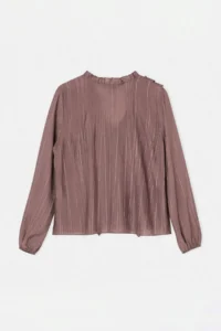 Drop by TrendyolMilla Light Brown Front Frilly V-neck Shirt Blouse - Image 5