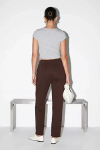 Drop by TrendyolMilla Brown Elastic Waist Thin with pocket Gabardine Pants - Image 3