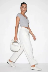 Drop by TrendyolMilla WHITE Elastic Waist Thin with pocket Gabardine Pants - Image 2