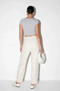 Drop by TrendyolMilla WHITE Elastic Waist Thin with pocket Gabardine Pants - Image 3