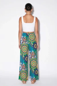 Drop by TrendyolMilla Green-Multicolored Rahat Pattern Patterned Pants - Image 3