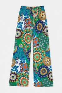 Drop by TrendyolMilla Green-Multicolored Rahat Pattern Patterned Pants - Image 4