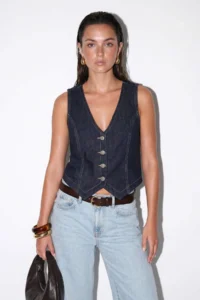 Drop by TrendyolMilla Navy Blue DENIM Vest - Image 2
