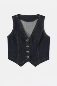 Drop by TrendyolMilla Navy Blue DENIM Vest - Image 4
