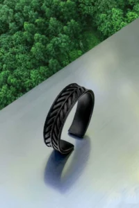 The Collection Caesar Crown Leaf Model Unisex Adjustable Black Ring - Image 2