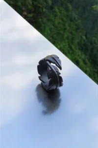 The Collection Unisex Black Kaplama Adjustable 3 Sets Ring Set - Image 4