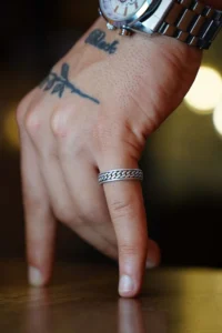 The Collection Chain Wedding Ring Model Unisex Adjustable Silver Plated Ring