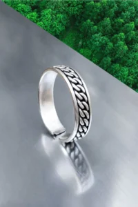 The Collection Chain Wedding Ring Model Unisex Adjustable Silver Plated Ring - Image 2