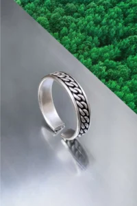 The Collection Chain Wedding Ring Model Unisex Adjustable Silver Plated Ring - Image 4
