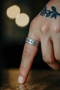 The Collection Antique Silver Plated Chain Model Adjustable Ring