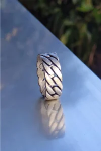 The Collection Antique Silver Plated Chain Model Adjustable Ring - Image 3