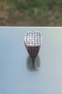 The Collection Antique Silver Plated Wicker Model Adjustable Ring - Image 2