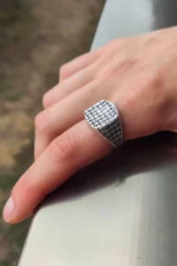 The Collection Antique Silver Plated Wicker Model Adjustable Ring - Image 3
