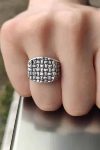 The Collection Antique Silver Plated Wicker Model Adjustable Ring - Image 4
