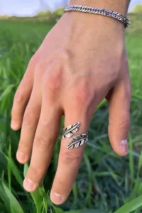 The Collection Leaf Feather Model Adjustable Men-Women Ring
