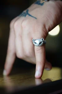 The Collection Kitsune Fox Fox Figure Adjustable Antiqued Silver Plated Ring