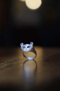 The Collection Kitsune Fox Fox Figure Adjustable Antiqued Silver Plated Ring - Image 2