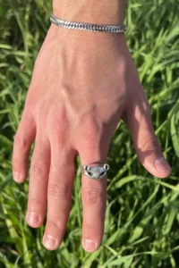 The Collection Kitsune Fox Fox Figure Adjustable Antiqued Silver Plated Ring - Image 3