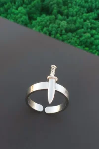 The Collection Unisex Silver Plated Adjustable Ring with Mini Sword Figure - Image 3