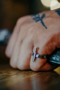 The Collection Unisex Silver Plated Adjustable Ring with Mini Sword Figure - Image 4