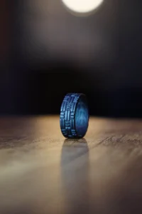 The Collection Line pattern Model Unisex Adjustable Black Ring - Image 2