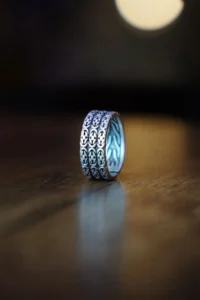 The Collection Herringbone Model Adjustable Silver Plated Ring - Image 2